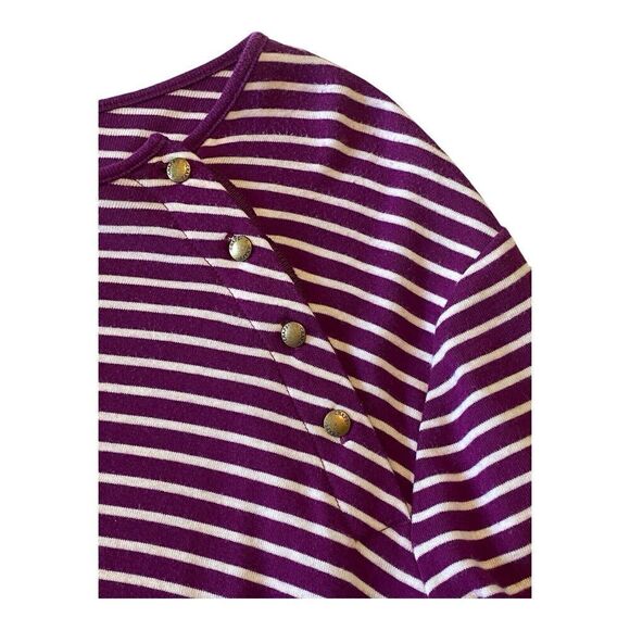 Chaps Classic Woman’s 3/4 Sleeve Striped Purple Shirt Plus Size 3X 100% Cotton - Picture 4 of 10